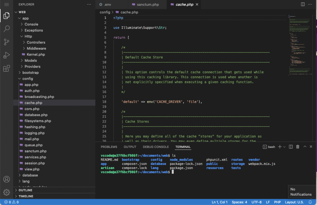 Capture d'écran VSCode Web